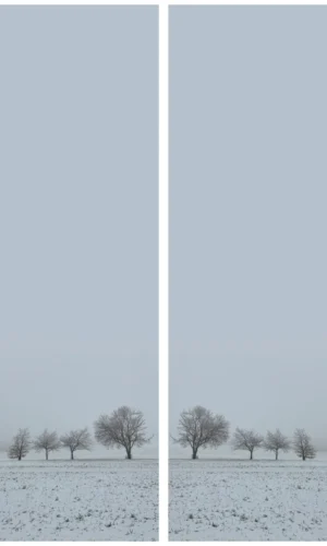 Kranzschleife mit Bäume-Schneemotiv - Symbol für Ruhe und Vergänglichkeit