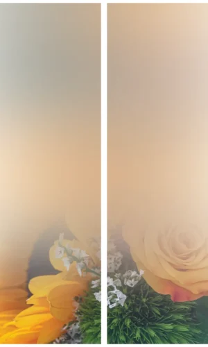 Trauerschleife mit Sonnenblumen- und Rosenmotiv - Symbol für Liebe und Freude