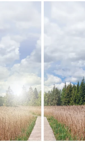 Grabschleife mit Steg-Motiv - Symbol für den Übergang und die Reise des Lebens