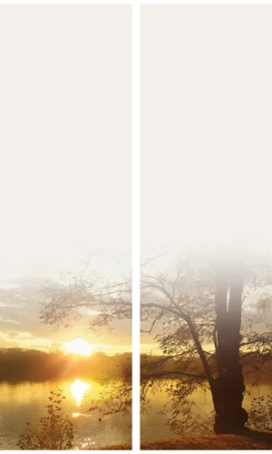 Trauerschleife mit Baum-Sonne-Motiv - Symbol für Hoffnung und Erneuerung