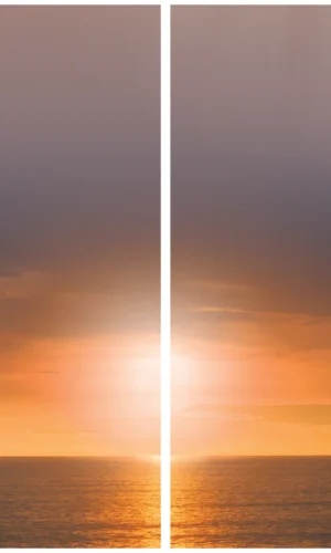 Kranzschleife mit Sonnenuntergangsmotiv - Symbol für Ruhe und Frieden