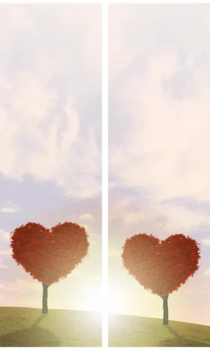 Trauerschleife mit Baumherz-Motiv - Symbol für Liebe und Verbundenheit