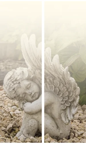 Kranzschleife mit Engel-Motiv - Symbol für Schutz und Frieden