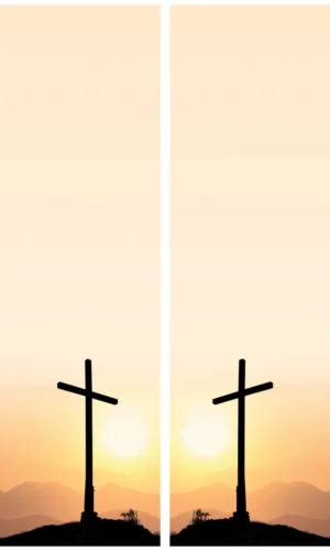 Kranzschleife mit Gipfelkreuz-Motiv - Symbol für Hoffnung und Erlösung