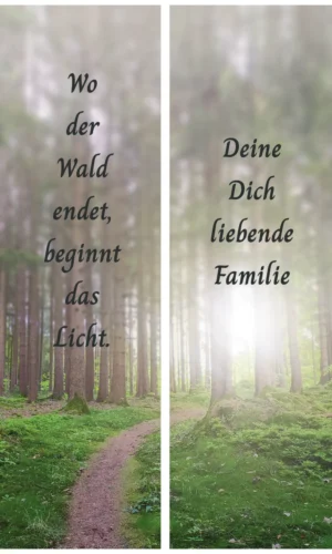 Motivtrauerschleife - Waldpfad in Sonnenlicht getaucht