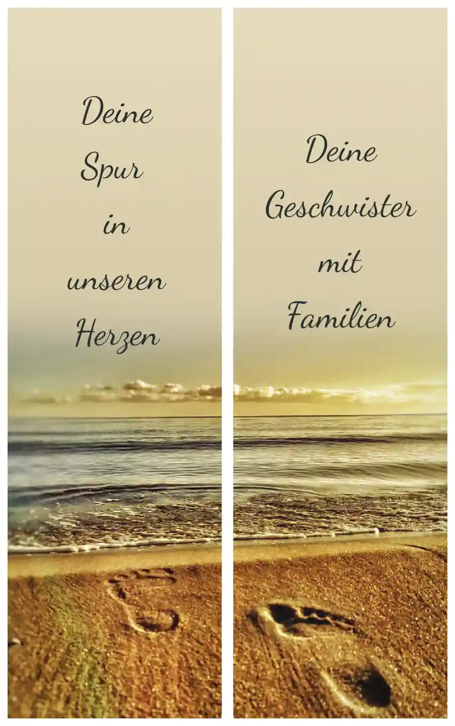 Trauerschleife mit Fußspuren-Motiv - Symbol für die Spuren, die jemand im Leben hinterlässt